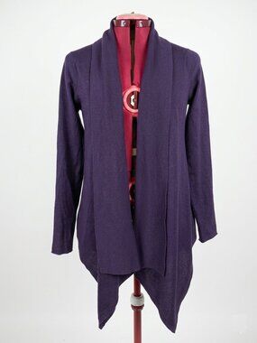 VICTORIA -  Deep Purple Open-Front Draped Cardigan - Small